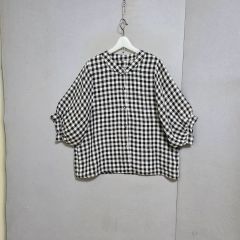 北欧暮らしの道具店 リネン ギンガムチェック シャツ ブラウス 麻100