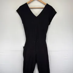 古着 パタゴニア patagonia ツナギ ノースリーブ サロペット オールインワン Vネック スウェット XS  ブラック系 レディースのサムネイル