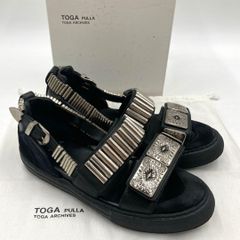 TOGA PULLA 厚底サンダル メタルコンチョ　スエード　パイソン　39 ✨超希少✨【TOGA PULLA】メタルコンチョ厚底ストラップサンダル