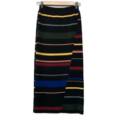 stellamccartney(ステラマッカートニー) ロングスカート サイズ38 L レディース美品  - 黒×ボルドー×マルチ ボーダー/ニットのサムネイル