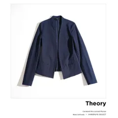 439y*セオリー Theory ストレッチ ノーカラージャケット ネイビー 0 S