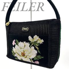 B5614】 FEILER フェイラー ハンドバッグ メッシュ ブラック 花柄 ワン 