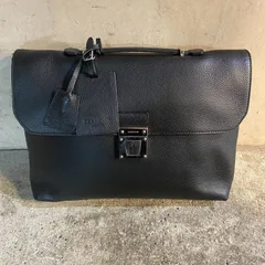SERAPIAN Slim BriefCase with Lock Cerrato Grained calf leather Black セラピアン スリムブリーフケース グレインレザー キーロック ギャランティ付属 ショルダー付 2WAY ビジネスバッグのサムネイル