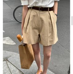 美品】IENA LA BOUCLE リネンヘリンボンカーゴショーツ オレンジ