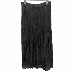 【中古】[印象AB] TRUSSARDI トラサルディ ロングフレアスカート 楊柳シフォン レディース 42 ブラック 黒 ポリエステル100%(裏地：キュプラ100%) やや薄手 無地 古着 後ろファスナーのサムネイル