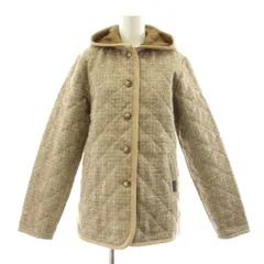 ラベンハム LAVENHAM キルティングジャケット フード 中綿 ウール チェック柄 40 ベージュ 314-05-0073 /KUのサムネイル