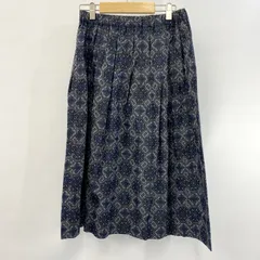 美品 大島紬 着物 リメイク 再構築 ロング スカート 藍色 総柄 ハンドメイド ネイビー レディース