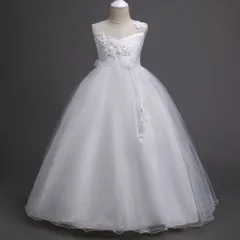 新品 子供ドレス キッズ 女の子 ドレス ロングワンピース 袖なし ワンピース 入学式 結婚式 発表会 ピアノ発表会 フォーマル キッズドレス 子供服 フォーマル発表会 卒業式 小学生 中校生 子供 子ども mlpjkのサムネイル