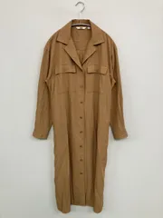 UNIQLO ユニクロ シャツワンピース S ベージュ 無地 長袖 ロング・マキシ丈 レディース