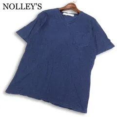 NOLLEY'S ノーリーズ 春夏★ 半袖 ウォッシュ加工 USED加工 ポケット Vネック Tシャツ カットソー Sz.M メンズ 紺のサムネイル