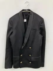 BALMAIN テーラードジャケット US 34R ブラック ウール・ニット 無地 ミドル丈 フードなし ダブル レディースのサムネイル