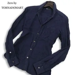Zero by TORNADOMART トルネードマート 春夏★ 麻100％ リネン 長袖 切替 スリム シャツ 日本製 Sz.L メンズ ネイビーのサムネイル