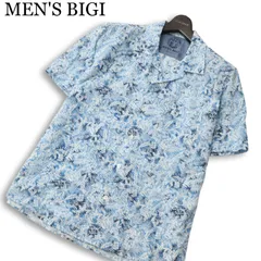 MEN'S BIGI × JAPAN BLUE JEANS メンズビギ ジャパンブルージーンズ 春夏★ 花柄 総柄 半袖 シャツ 日本製 Sz.L メンズのサムネイル