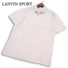 LANVIN SPORT ランバン スポーツ ゴルフ 春夏 半袖 鹿の子 ロゴ刺繍 ボーダー ポロシャツ 日本製 Sz.42 メンズ 大きいサイズのサムネイル