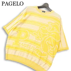 PAGELO パジェロ アンジェロ 半袖 キャラクター★ ボーダー セーター ニット Tシャツ Sz.L メンズ 日本製のサムネイル