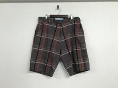 本物ネセサリーオアアンネセサリーNECESSARYorUNNECESSARYコットンチェック柄ハーフショートパンツミリタリーワークサーフアメカジビジネススーツゴルフストリートスケーターメンズレッドブラウン赤3日本製Lのサムネイル