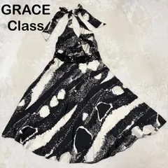 Grace Class シルク100% ホルターネック ワンピース 総柄 36 S モノトーンのサムネイル