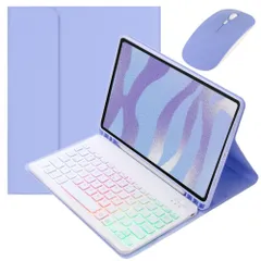 マウス付き Galaxy Tab S10 Lite / S10 FE / S9 FE 10.9インチ用の キーボードケース 7色レインボーバックライト Galaxy Tab S9/S8/S7 11インチ用の キーボード付き ケース お洒落 可愛い 分離式 女性のサムネイル
