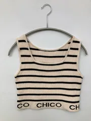 Chico チコ タンクトップ F ベージュ ボーダー柄 ブランドロゴ カップなし レディースのサムネイル