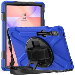 ProCase Galaxy Tab S10 Lite S10 FE S9 FE S9 S8 S7 11インチ 専用 耐衝撃 ケース 肩掛け式 子供・現場作業用 耐衝撃 カバー ペン収納 360°回転スタンド ハンドストラップ付き -ブルーのサムネイル