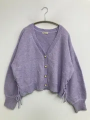 axes femme アクシーズファム カーディガン/ボレロ F パープル ウール・ニット ナイロン ニット 無地 リボン ショート丈 長袖 レディース