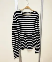 ZADIG&VOLTAIRE ザディグ・エ・ヴォルテール ストライプ ダメージ 長袖 Tシャツ メンズ ルーズフィット コットン 薄い ボーダー柄 ヴィンテージ ボタンのサムネイル