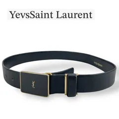 【美品】イヴサンローラン ウエスト70 YSL レア ヴィンテージ レザー ベルト スクエアバックル ゴールド ロゴ ブラック 黒 本革 レディース メンズ ユニセックス スーツ ビジネス カジュアル フォーマル ハイブランド 刻印 希少 高級　コーディネートのサムネイル