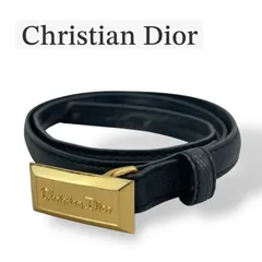 クリスチャンディオール Christian Dior ベルト バックル ロゴ ゴールド スクエア ヴィンテージ ビンテージ レザー 本革 黒 ブラック ナロー 細 レディース 婦人服 ワンピース ウエストマークのサムネイル