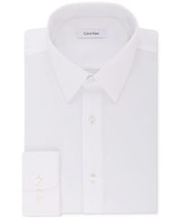 캘빈 클라인 맨즈 탑스 셔츠 Calvin Klein Mens ClassicRegular NonIron Stretch Performance Dress Shirt White