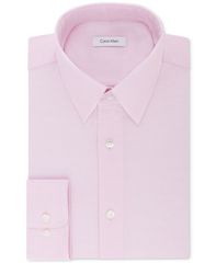 캘빈 클라인 맨즈 탑스 셔츠 Calvin Klein Mens ClassicRegular NonIron Stretch Performance Dress Shirt Pink