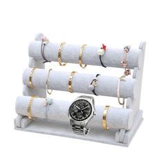 Display Stand for Watches, Accessories, Bracelets, Jewelry, and Accessories (3-Tier Gray) [3-Tier Gray]