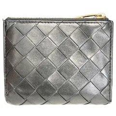 【中古】 Bottega Veneta ボッテガヴェネタ イントレチャート 二つ折りファスナーウォレット 黒 レザー 小銭入れあり メンズ財布 コンパクト 26015720 MKのサムネイル