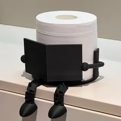 アーススモール トイレットペーパーホルダー 読書 置き型 収納 おしゃれ ストッカー 黒 面白い かわいい ペーパーホルダーカバー (ブラック,  水回り収納 シングルホルダー 2連ホルダー)のサムネイル