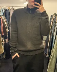 Calvin Klein ジーンズ ck カーキ ニット ジップアップ セーター タートルネック ハイネック M