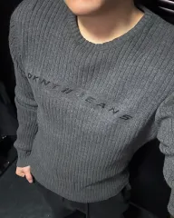 DKNY ドナカラン チャコール グレー 鼠色 ゴージ ニット Tシャツ ブラック ゴス パンク ロックシークのサムネイル