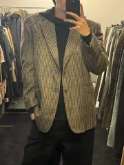 ダックス ウール CHECK カシミア ジャケット ブラウン 茶色 2ボタン ブレーザー ウール Classic MYのサムネイル