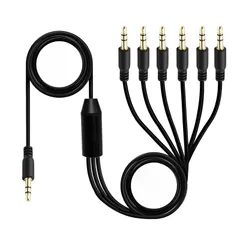 新品 Duttek 3.5mm オーディオ分配ケーブル 3極/TRSイヤホン分岐コード 6分配ケーブル、スマートフォン・コンピューター・MP3・イヤホン・スピーカー用 3.5mmオスオス ヘッドホンスプリッター変換ケーブル (1メートル)のサムネイル