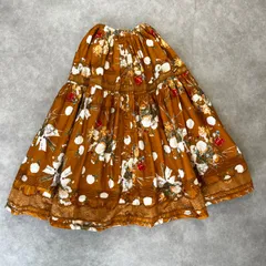 カネコイサオ ロングスカート 花柄 フレア 総柄 花束柄　オレンジのサムネイル