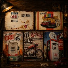 Route66 ブリキ看板 5枚セット アメリカン雑貨 ガレージインテリア