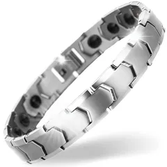 [ＤＯ　Ｄｅａｎ　Ｏｌｓｅｎ] 【ジュエリー専門店】 ゲルマニウム ブレスレット メンズ ステンレス 磁気 純度９９．９９％ キュービックジルコニア使用 (シルバー) 0のサムネイル