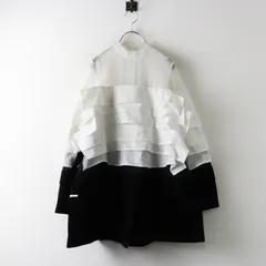 定価15.4万 2023AW サカイ sacai 23-06915 素材切替ドッキングティアードドレス 1■ホワイト ブラック フレア【2400014996364】のサムネイル