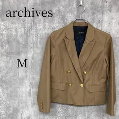 archives アルシーヴ テーラードジャケット 金ボタン ダブル Mサイズ ベージュ ブラウン ペイズリー風裏地 レディース アウター 春秋 オフィス カジュアル きれいめ マニッシュ 通勤 通学 服 古着 おしゃれ シンプル 定番 人気のサムネイル
