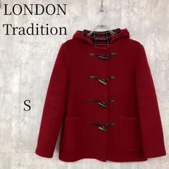 LONDON Tradition ロンドントラディション ダッフルコート 赤 レッド Sサイズ イギリス製 ウール混 チェック柄 英国製 アウター 防寒 トグルボタン クラシック レディース 冬服 人気ブランド トラディショナルのサムネイル