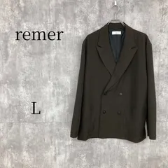 【remer】リメール ダブルジャケット Lサイズ ダークブラウン メンズ アウター テーラードジャケット ブレザー 羽織り シンプル カジュアル ストリート モード系 おしゃれ 古着ミックス 無地 長袖 通勤 通学 デイリーユースのサムネイル