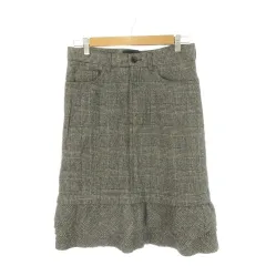 トリココムデギャルソン tricot COMME des GARCONS スカート ウール S グレー チェック柄 フリル裾 ミディ丈 TT-S027 /CK21 ■ECD005のサムネイル