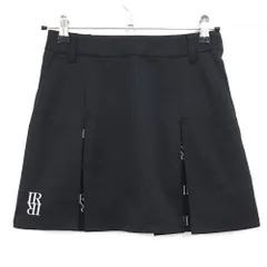 【超美品】アイリッシュマン スカート 黒×白 ヒップポケットロゴ総柄 前面ボックスプリーツ レディース M ゴルフウェア IRISHMANのサムネイル