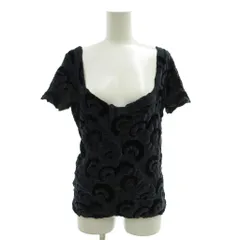 アルマーニ コレツィオーニ ARMANI COLLEZIONI Tシャツ 42 黒 ブラック スクエアネック 半袖 ベルベット柄 /SC ■ECE006のサムネイル