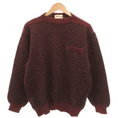 ピエールカルダン Pierre Cardin セーター M ワインレッド 幾何学模様 クルーネック 長袖 ウール /SC ■ECF006のサムネイル