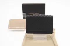 ★3日以内返品可★ 極美品 BOTTEGAVENETA ボッテガヴェネタ イントレチャート レザー ボタン付 カードケース 133945 カードケース ブラック レザー レディースのサムネイル