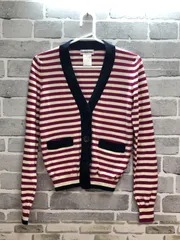 【B2-80】◇ SONIA RYKIEL タグ表記サイズ38 長袖カーディガン　ピンクボーダーのサムネイル